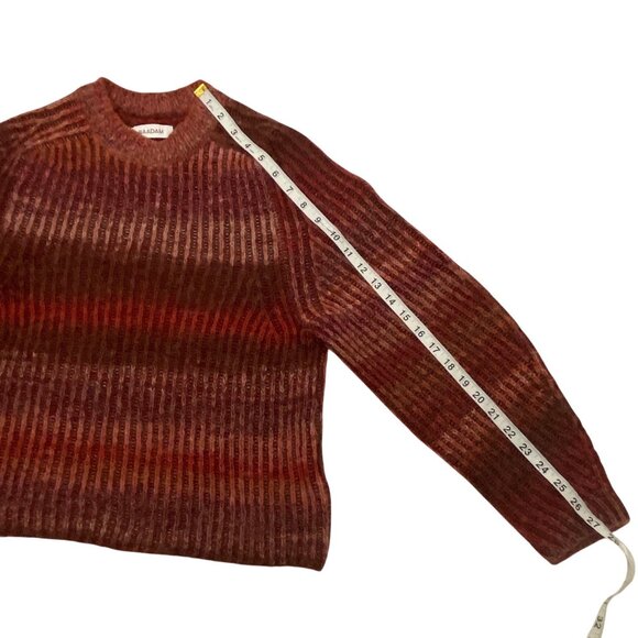 Naadam Womens S Ribbed Crewneck Sweater Wool/Alpaca Blend Space Dye Stripe lux s - Picture 10 of 10